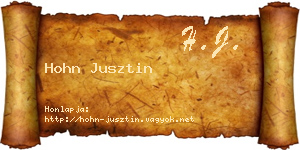 Hohn Jusztin névjegykártya